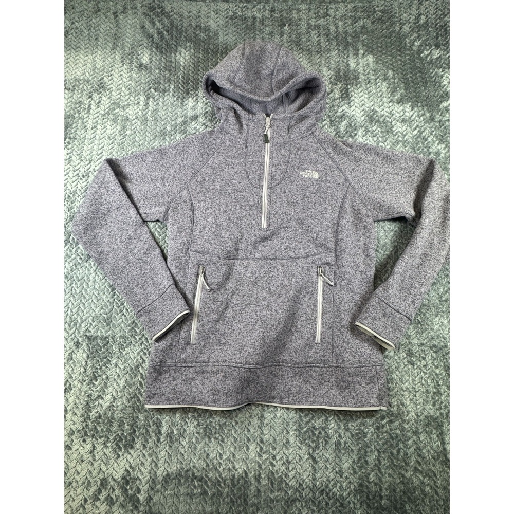 The North Face TKA Glacier Hoodie Womens Medium Gray Fleece Lined Raglan Sleeve